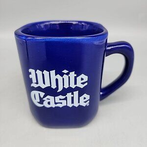 Vintage 1995 WHITE CASTLE Cobalt Blue Square Mug "Since 1921"
